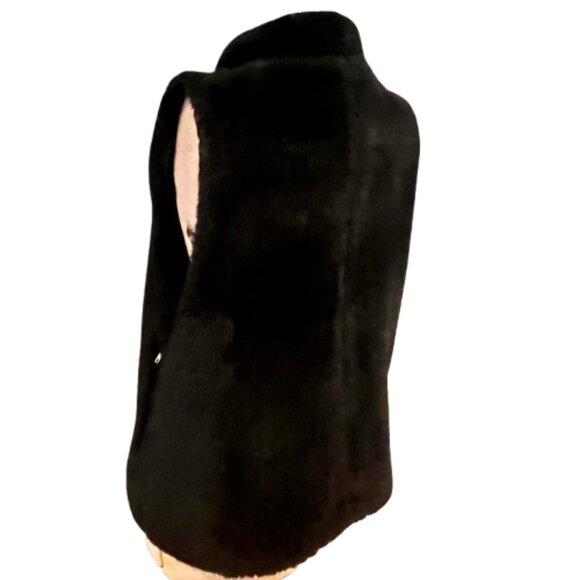 J.Crew Black Fuzzy Sherpa Zip Vest with Pockets, Size L - Picture 2 of 5